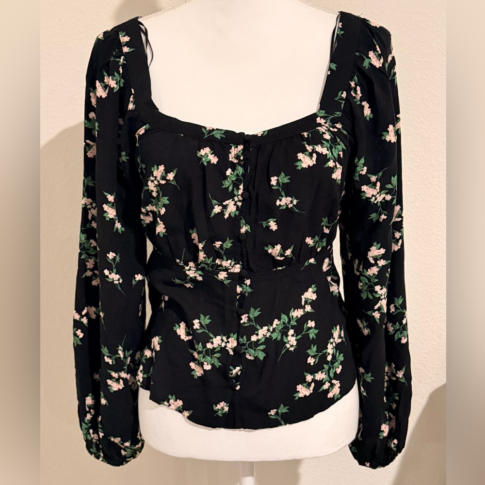 Old Navy Black Floral Blouse